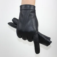 high end new products fashion mens sheepskin gloves touch screen mesh breathable thin silk riding leather gloves autumn