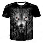 Футболка мужская с 3D-принтом, повседневная спортивная с коротким рукавом, с круглым вырезом, с принтом животного, волка, оверсайз, лето