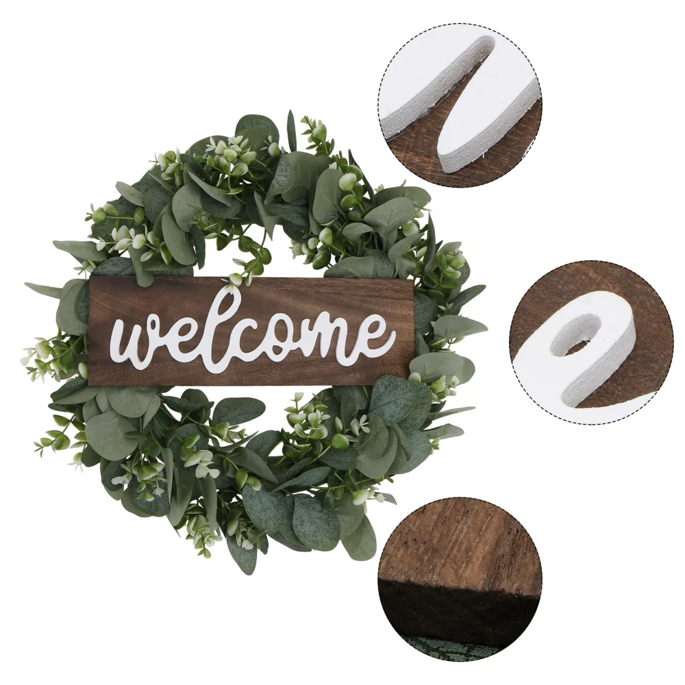 

1pc Welcome Wreath Hanging Decor Simple Lifelike Welcome Garland Artificial Plant Decor