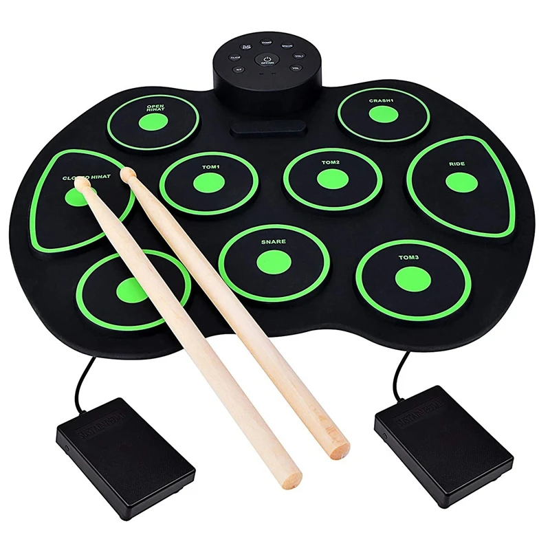 

Electronic Drum Kit 9 Pads Roll-Up Practice Drum Set Kids Drum Set For Kids Teens And Adults Beginner Best Birthday Gift