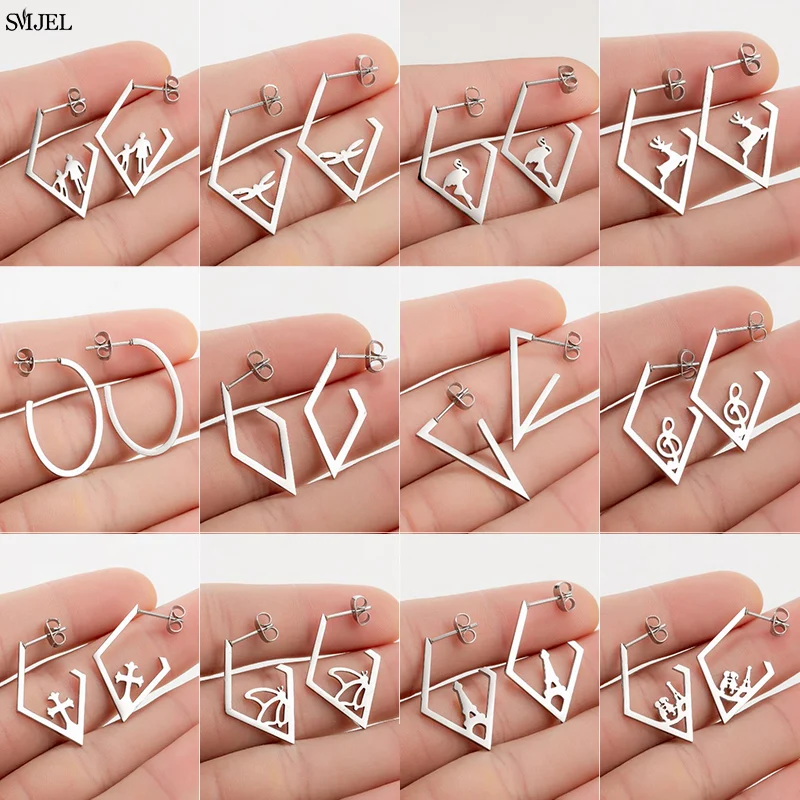 Женские Треугольные Серьги SMJEL в стиле панк из нержавеющей стали геометрические