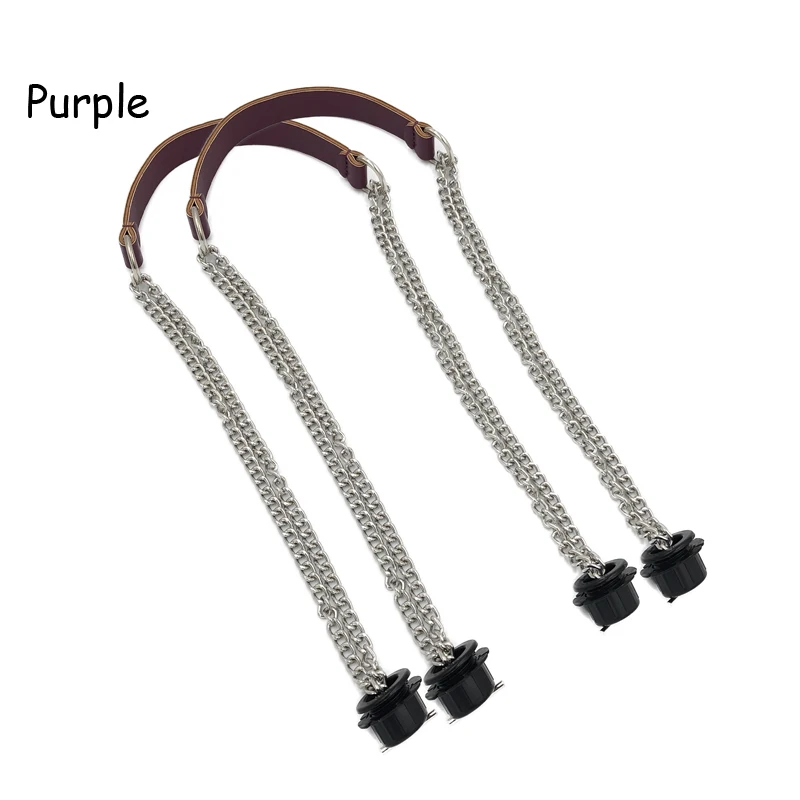 Purple 1 пара длинных кожаных полиуретановых цепных ручек серебряных алюминиевых суперволоконных кожаных плоских ручек ручка для Obag O сумка Аксессуары для сумок - Цвет: Purple