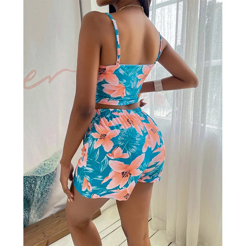 Комплект женский бикини с принтом кленовых листьев высокой талией 3 шт. | Женская