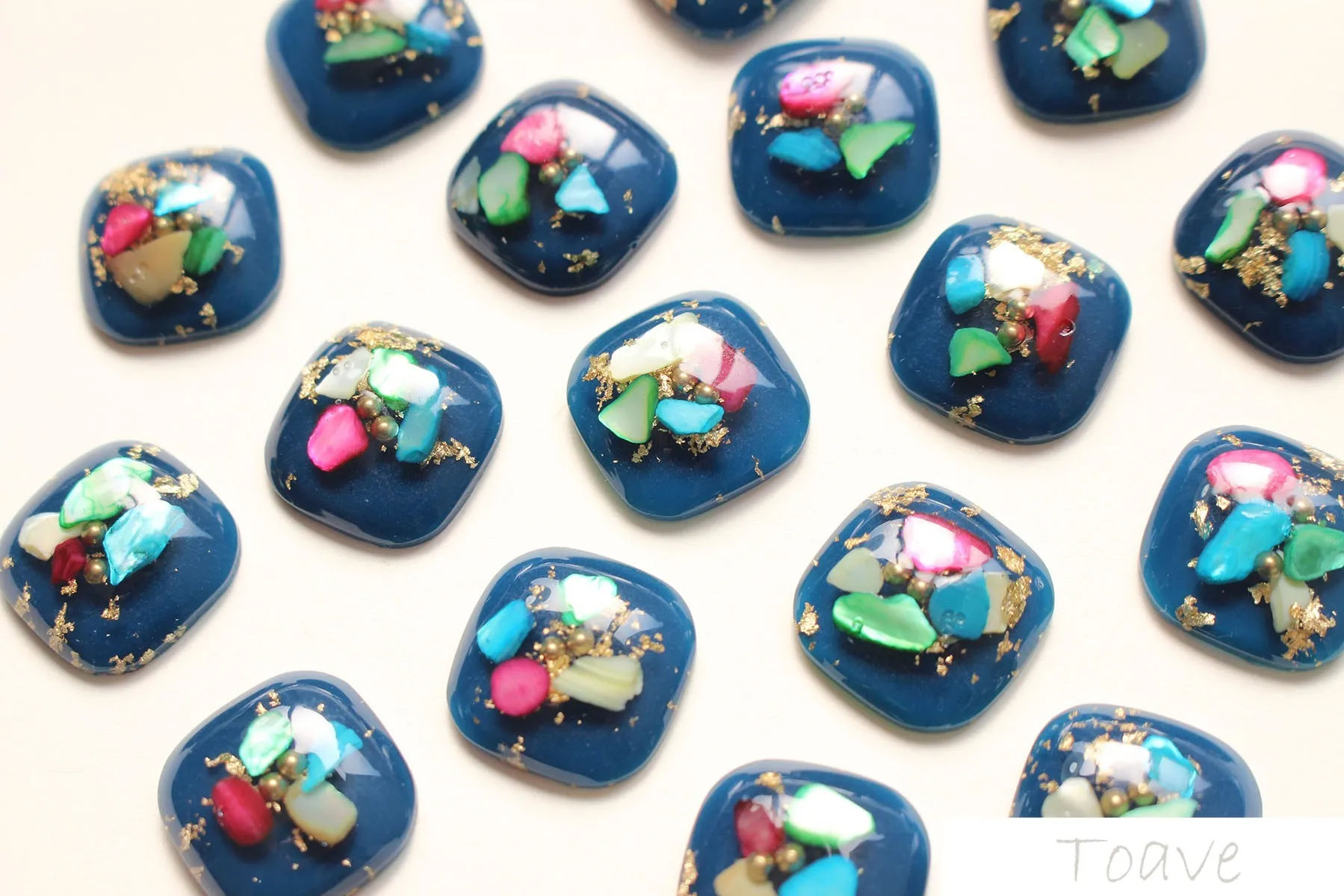 

Japanese Retro Square Resin Hand-Made Materials Gold Foil Natural Shell Semi-Circular DIY Earrings Accessories 6 pieces