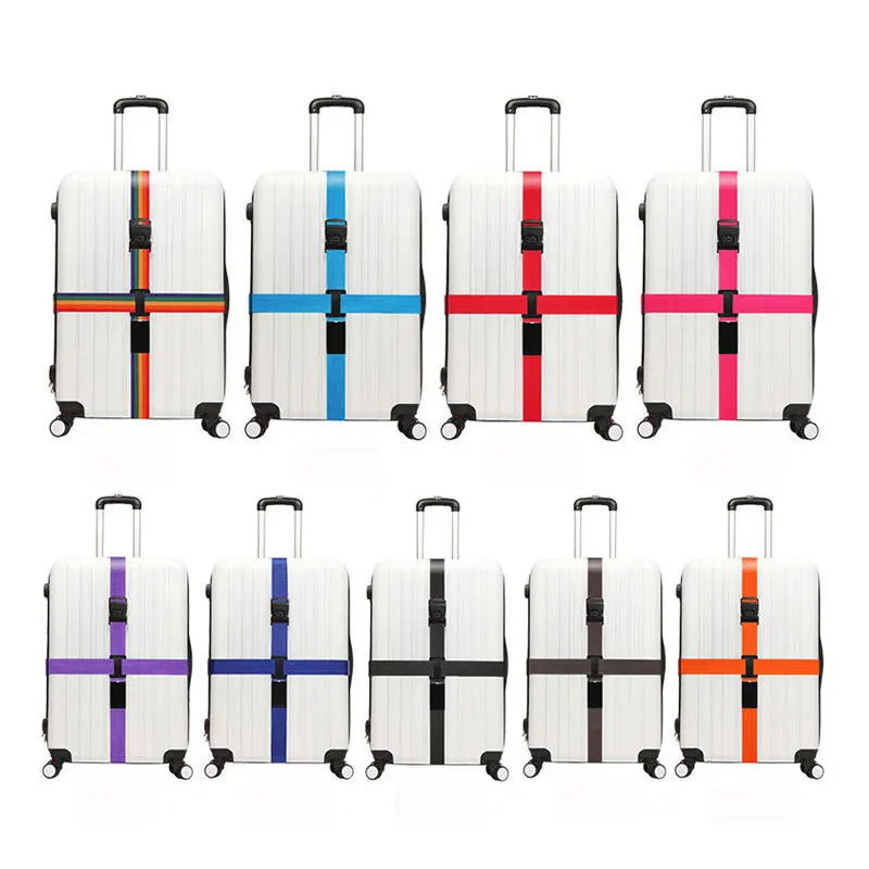 

Cross code lock luggage packing with luggage belt travel luggage rainbow fixed strap