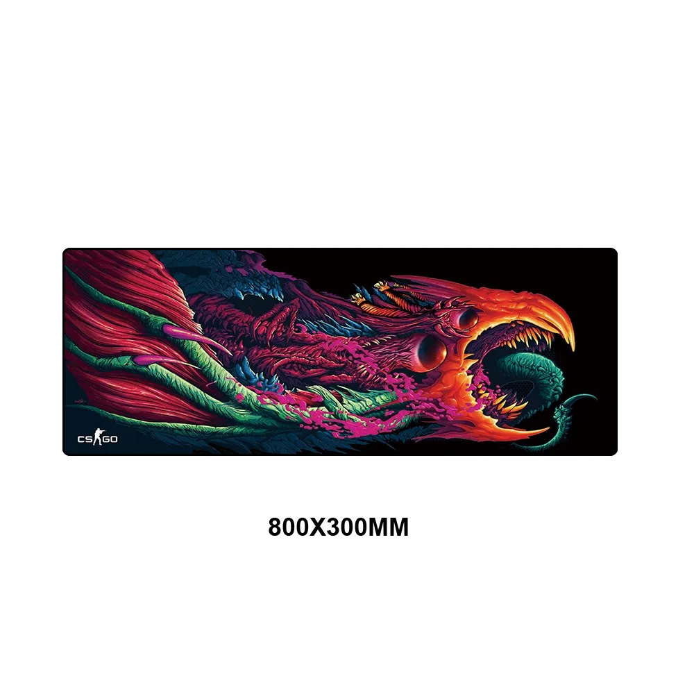 800x300MM Коврик для мыши CSGO большой коврик для мыши XL XXL резиновый противоскользящий Hyper Beast коврик для мыши коврики игровая мышь клавиатура CS GO скоростной коврик для мыши коврик - Цвет: 800x300MM