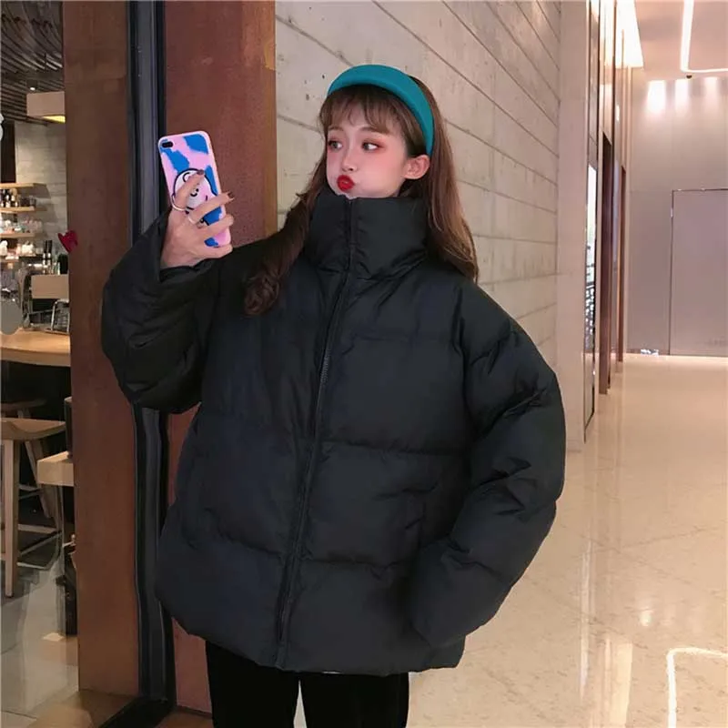 Сезон осень зима Женская короткая со стоячим воротником разноцветный пуховик