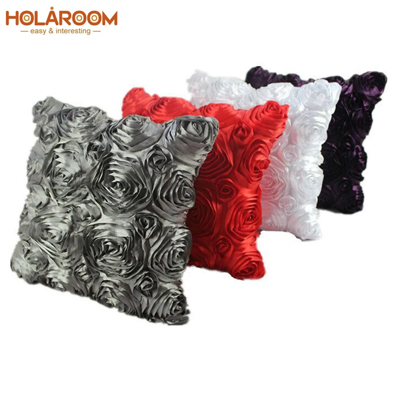 3D Роскошные розы чехлы на подушки с вышивкой цветочным узором плиссированная