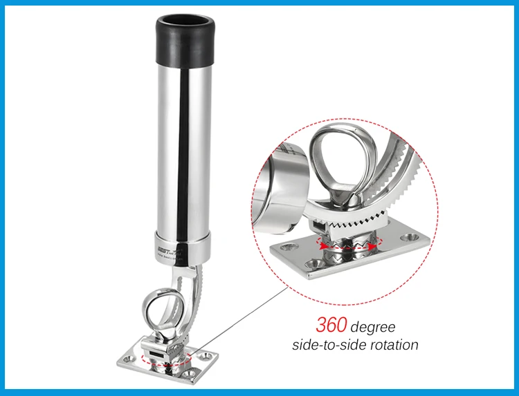 

2 Pieces/ Lot Adjustable Removable Deck Mount stainless steel 316 fishing rod rack holders for boat