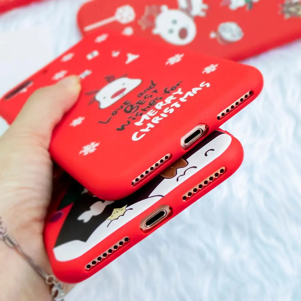 KSTUCNE Phone Case For iPhone X XS XR Xs Max Christmas Cartoon Elk Soft TPU Silicone Back Cover 6 6s 7 8 Plus 5 5s SE |
