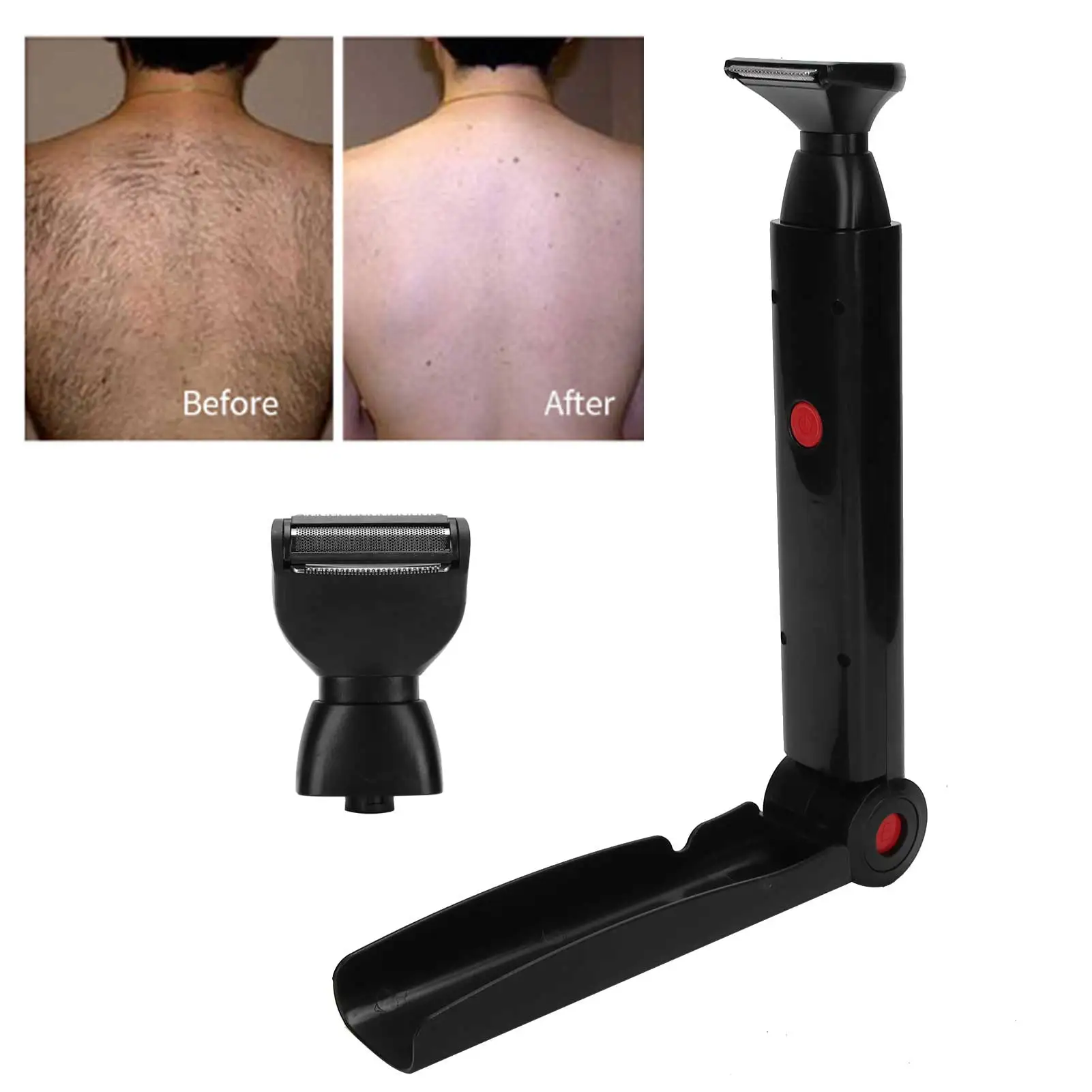 

Электробритва для удаления волос на спине, USB-триммер, складной двухсторонний инструмент для удаления волос на теле