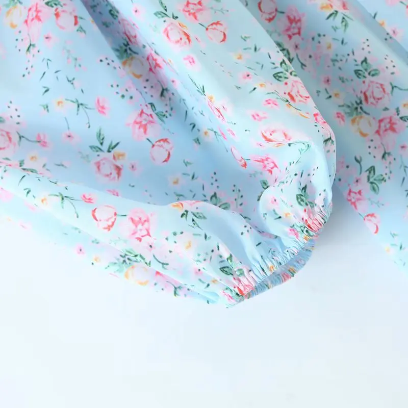 

2020 New Women Dress floral print sleeves V-Neck mid-calf Dress Fashion casual women clothes