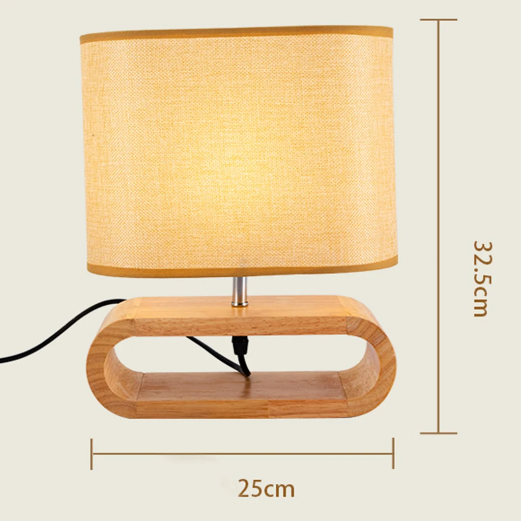 

Wooden Table Lamp Bedside Nightstand Desktop Light Home Office Hotel UK Plug
