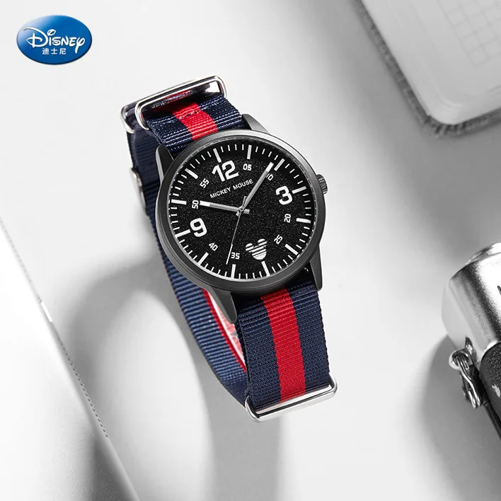 

Disney Men's Watch Fashion Unique Vintage Canvas Men's Watch Trend Personality Casual mickey mouse 3Bar Buckle Quartz