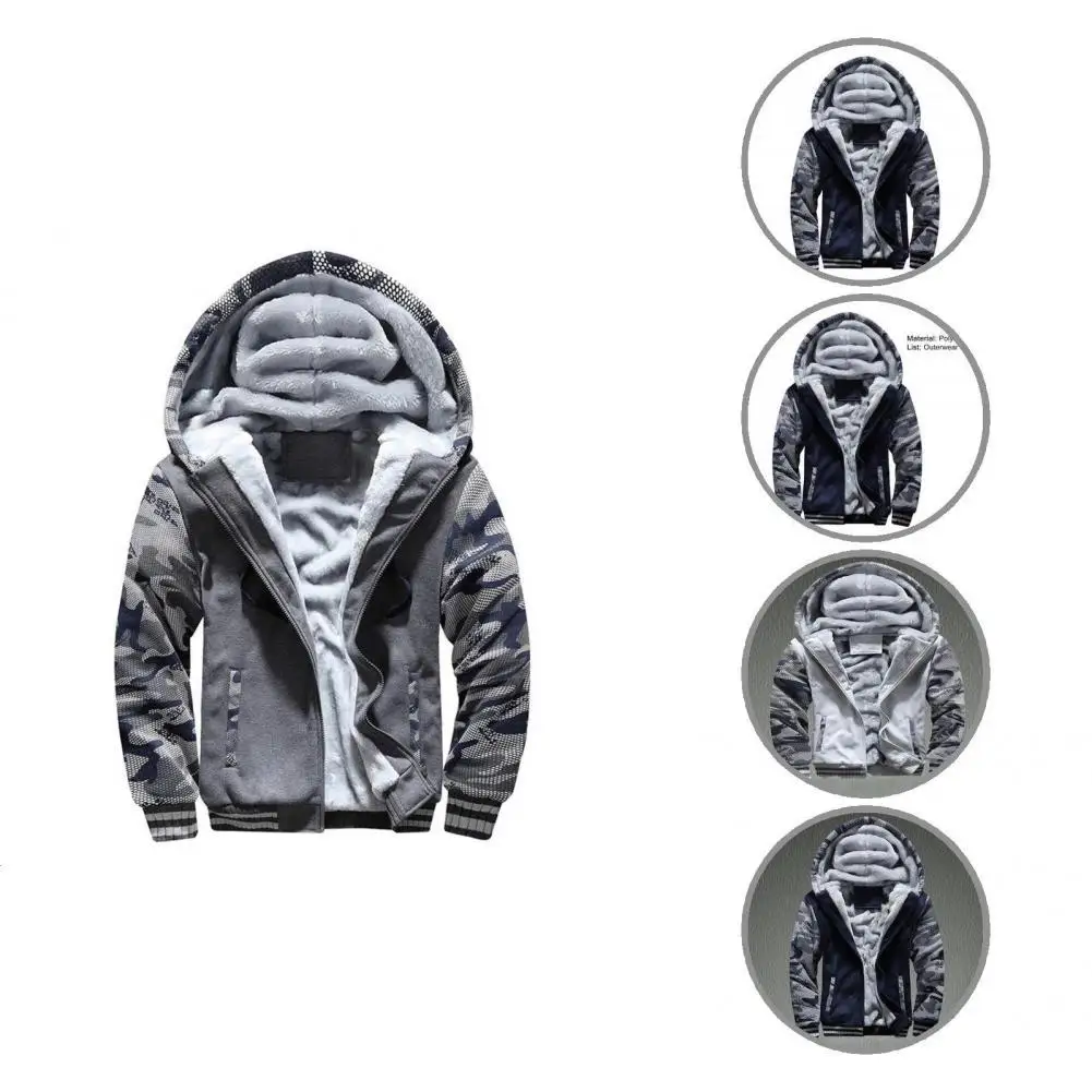 

Fashion Sweatshirt Jacket Ribbed Cuffs Breathable Camouflage Patchwork Male Casual Jacket Winter Sweatshirt Jacket Coat