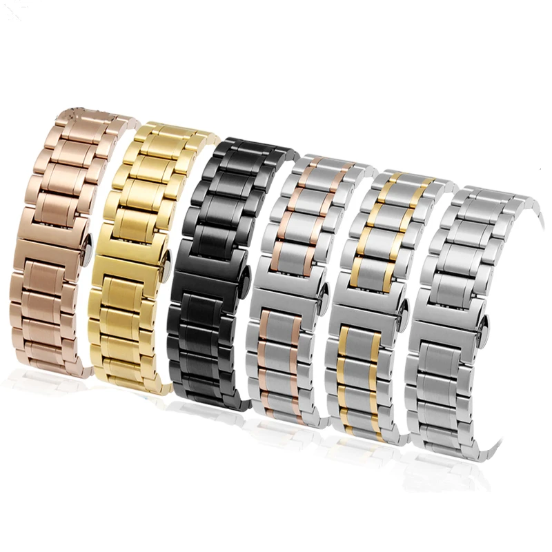 

6 Colors Stainless Steel Watch Strap for Quartz Wristwatch Women Men 20mm 22mm Sport Waterproof Bracelet Watchband Accessories