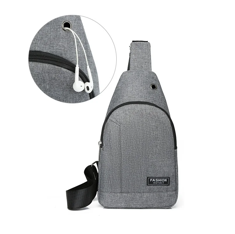 

Male Nylon Waist Packs Sling Bag Earphone Hole Crossbody Outdoor Sport Shoulder Chest Bags Canvas Messenger Fanny Pack Rucksack