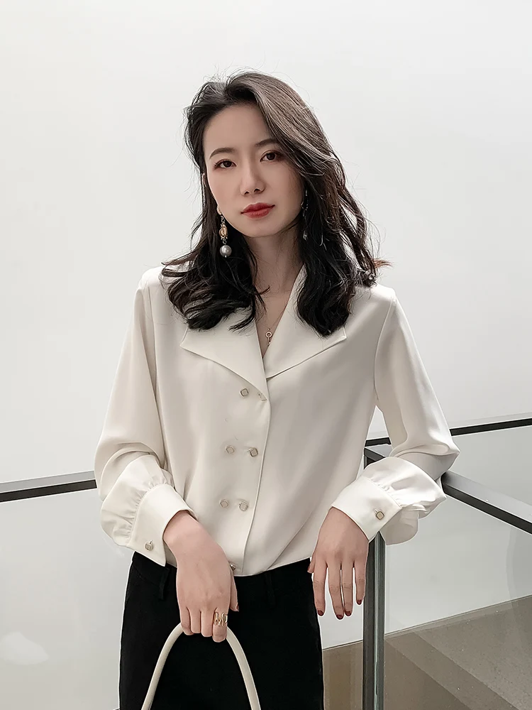 Новинка 2021 белая рубашка Женский дизайн чувственный нишевый шифон Модный