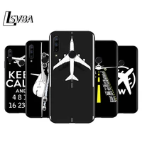 airplane flight travel for huawei honor 30 20s 20 10i 9s 9a 9c 9x 8x 10 9 lite 8a 7c 7a pro phone case black cover