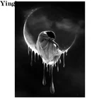 Полностью квадратная Алмазная круглая 5D DIY Алмазная картина плачущая женщина на Луне Алмазная Вышивка Полный дисплей Вышивка крестом мозаика