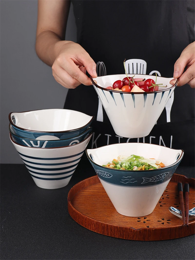 Японский стиль ручная роспись керамическая чаша миска для риса супа бытовая