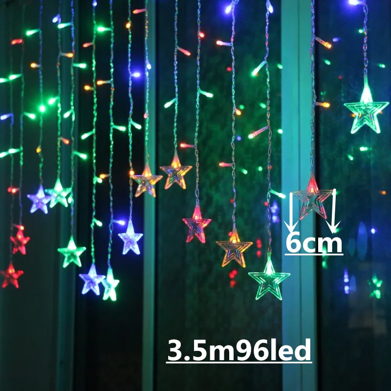 3.5m Star Colorful Рождественские украшения для дома светодиодный гирлянда для занавесок Новогоднее украшение гирлянда Arbol De Navidad Natal Kerst Decoratie - Цвет: 3.5m Star Colorful