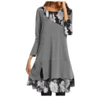 Платье женское шифоновое с цветочным принтом, Двухслойное свободное, большого размера, 2021