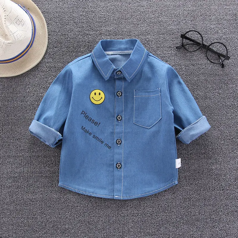 Осень 2020 детская одежда для мальчиков и девочек джинсовая рубашка с длинным