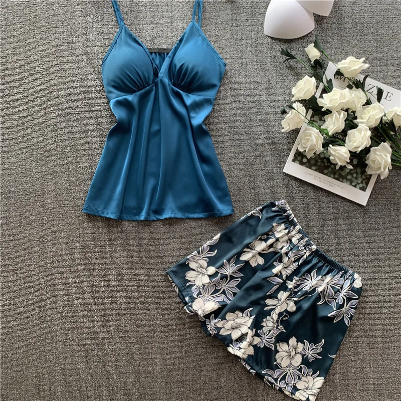 Новинка весны 2020 года пижамный комплект с принтом из ледяного шелка Женские