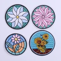 art mandala sunflower badge embroidered patches for clothing sewing application sew on patch diy iron on applique on clothes