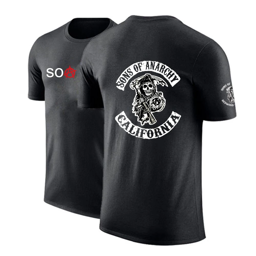 2021NEW Summer New Solid TShirt Men Causal O-Neck Sons Of Anarchy T-Shirts Male High Quality Classical SAMCRO Tops Short Sleeve