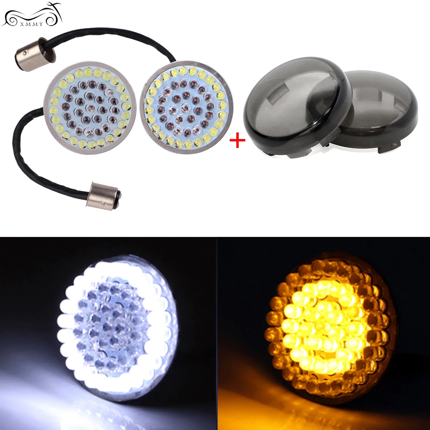 Мотоцикл Белый/янтарный 1157 пуля Передняя светодиодная вставка для сигнала