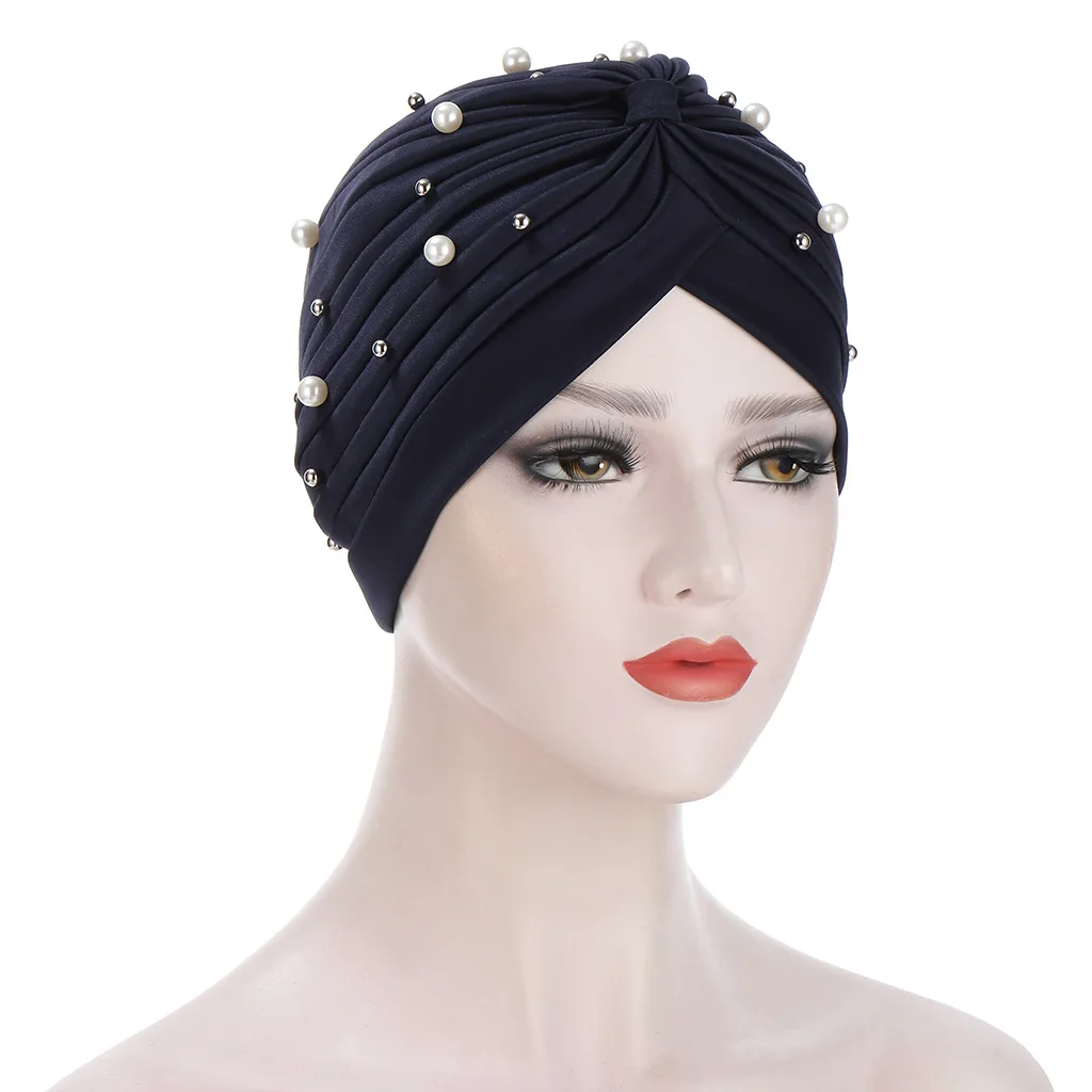 

Muslim Women Fashion Elastic Velvet Pearls Turban Caps Musulman Femme Headscarf Islamic Hijab Bonnet Indian Hat Turbante Mujer