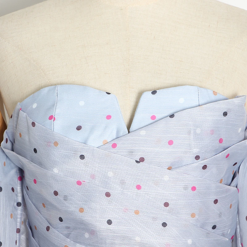 

SISPELL Puff Ruffle Sleeve Women's Blouse Shirt Tube Top Strapless Back Polka Dot For Female Sexy Short Shirts 2002 Fashion New