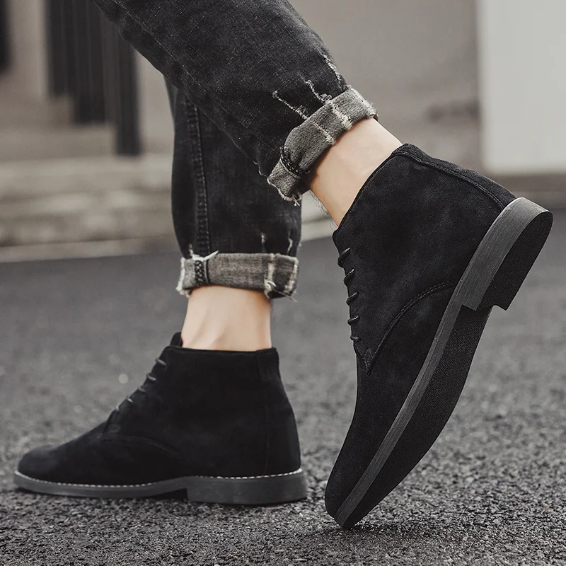 Модные кожаные ботинки с острым носком недорогие мужские зимние зимняя обувь для