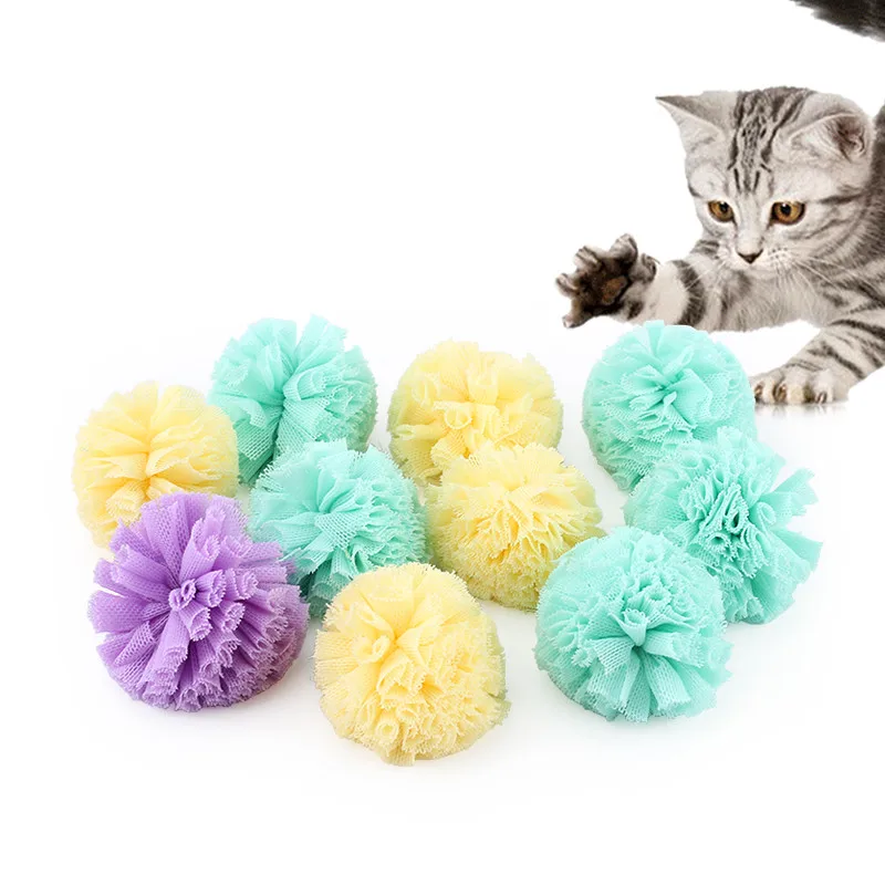 25pcs Soft Mesh Cloth Cat Toy Ball Interactive Colorful Kitten Play Toys Playing | Дом и сад