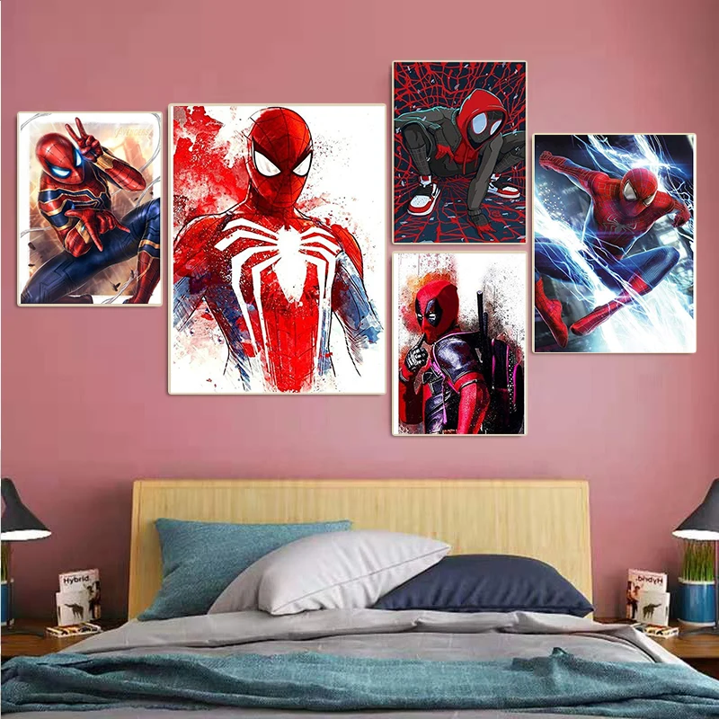 

Marvel Avengers Spiderman Captain America Canvas Painting Posters and Prints Wall Art Pictures for Living Home Decoration