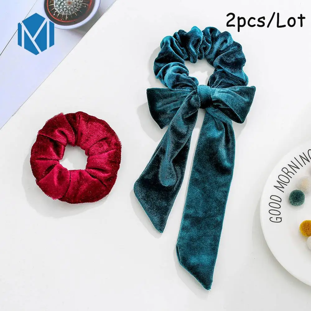 2PCS-F M MISM 11 шт. винтажные леопардовые бархатные резинки для волос для женщин и девочек, шелковые эластичные полосы обруча для волос, набор модных аксессуаров для волос - Цвет: 2PCS-F