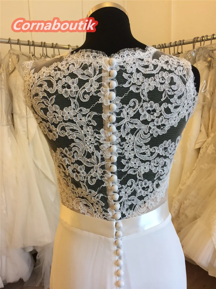 

Elegant Wedding Dress COR-030 Lace Bodice Ruffles Skirt Bruida Jurken Casamento Robe De Mariee Bridal Gowns Illusion Back