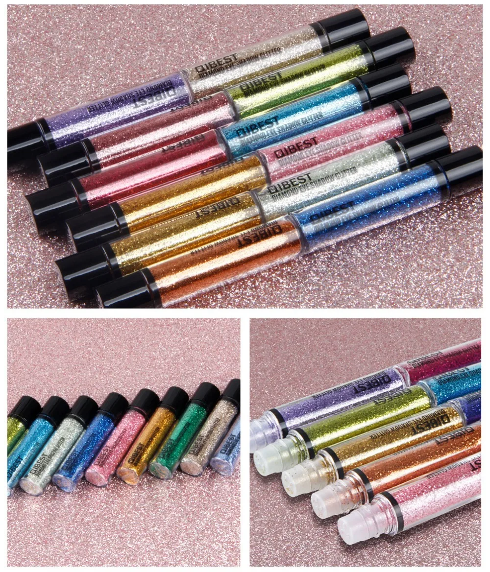 Палетка блестящих теней Qibest для век водостойкие металлические одноцветные тени