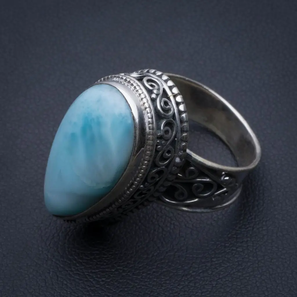 Натуральное Карибское винтажное серебряное кольцо американский размер 7 75