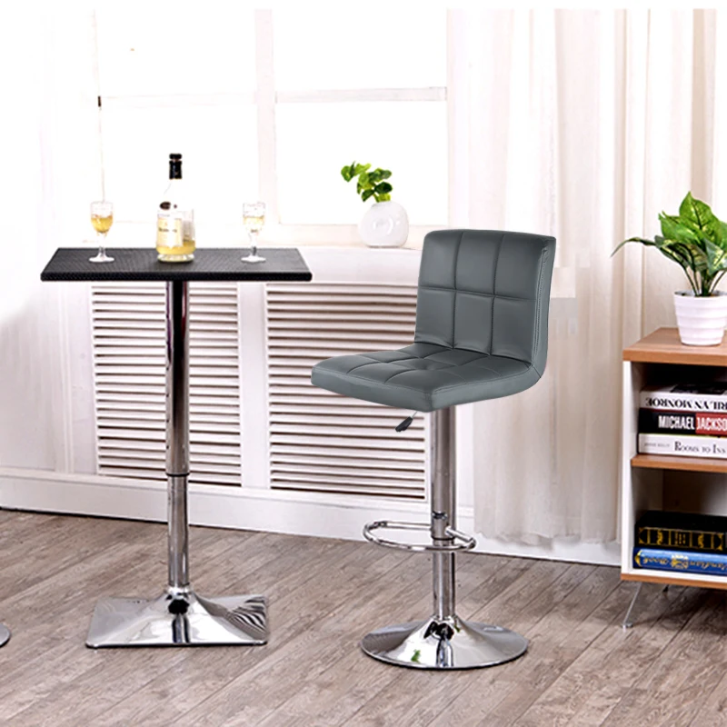 

2Pcs/Set Square Shaped Bar Stools Chairs Height Adjustable Pub Chair Leisure Leather Swivel Home Office Kitchen Chair HWC