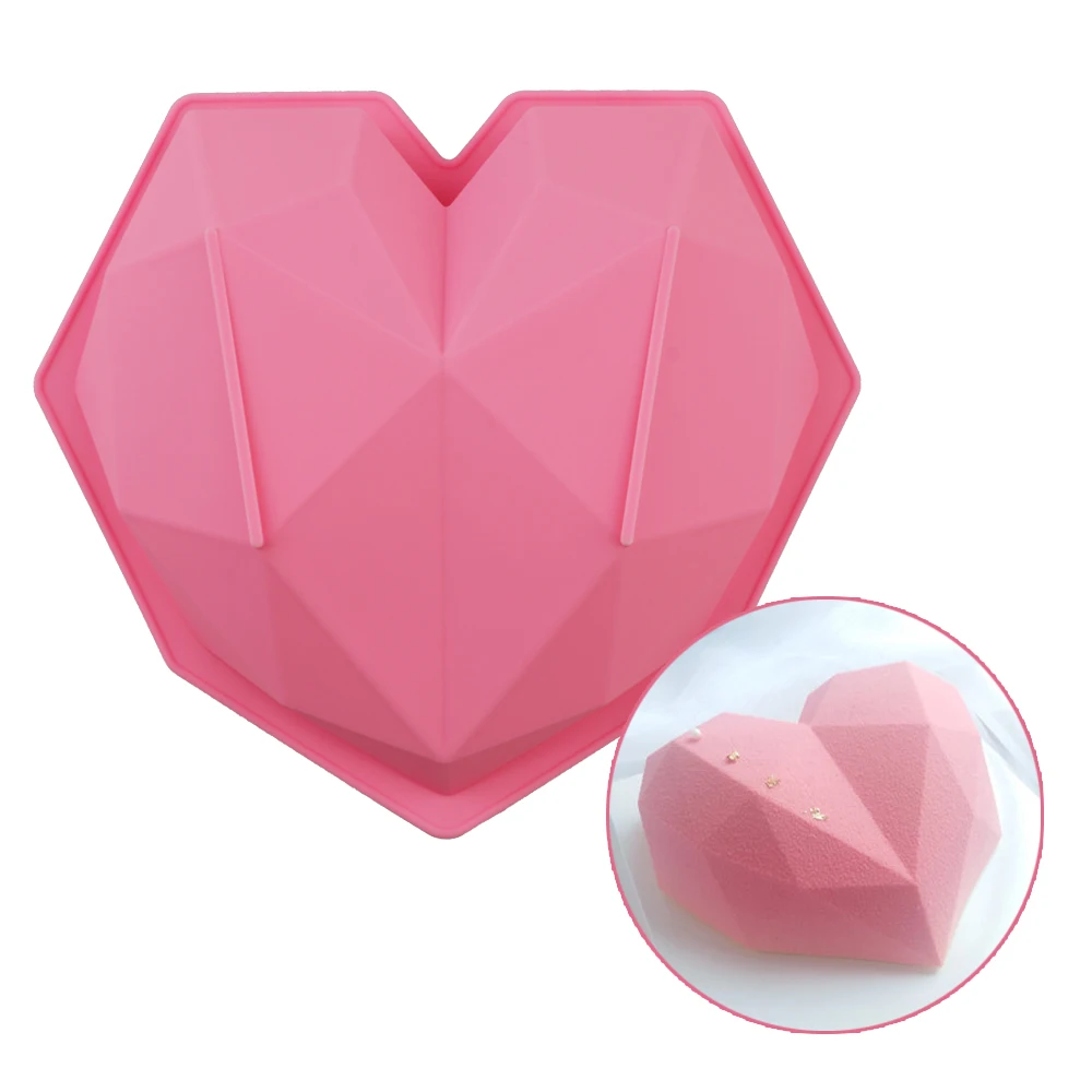 

Bigger 3D Diamond Love Heart Shape Mold Silicone Chocolate Cookie Muffin Baking Tool Sponge Mousse Dessert Cake Decorating
