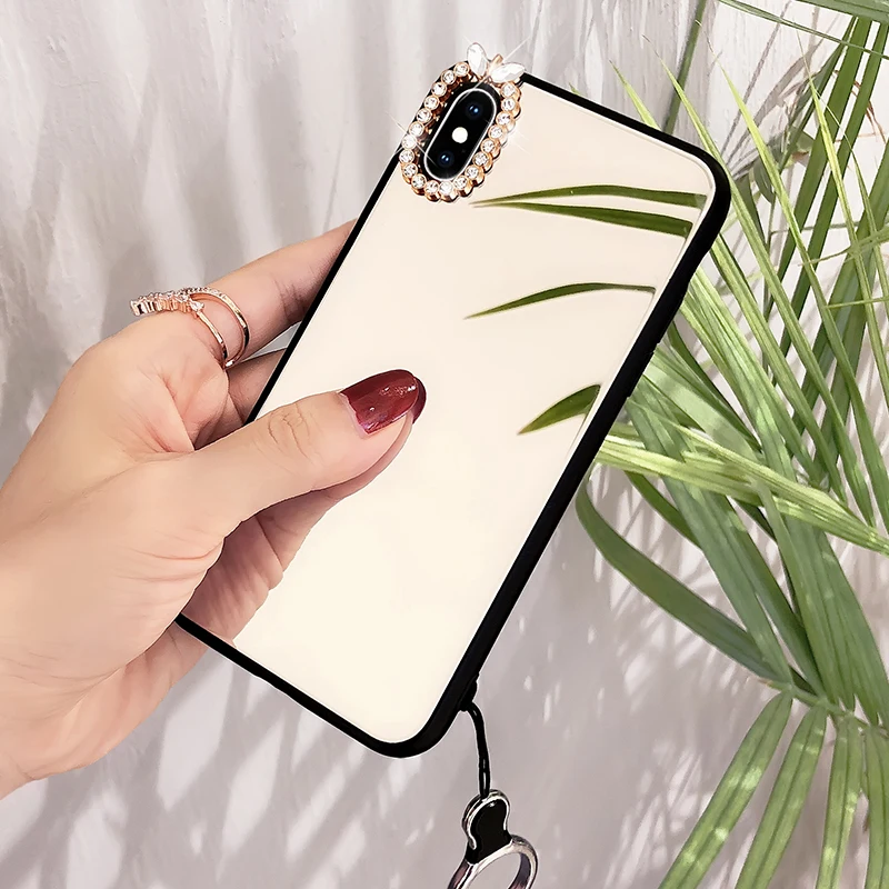 Роскошное блестящее алмазное глянцевое стекло для макияжа iPhone 12 Mini 11 Pro X XR XS MAX