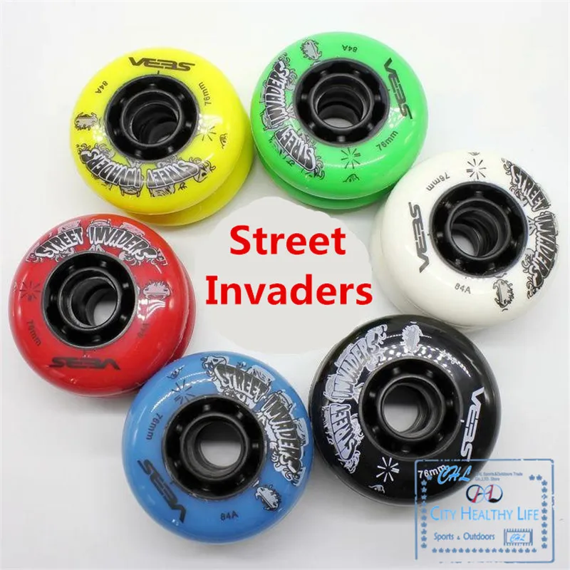 8 pcs/lot 84A 85A street invaders slalom FSK inline skate wheels for SEBA HV, yellow green blue red black white 80mm 76mm 72mm