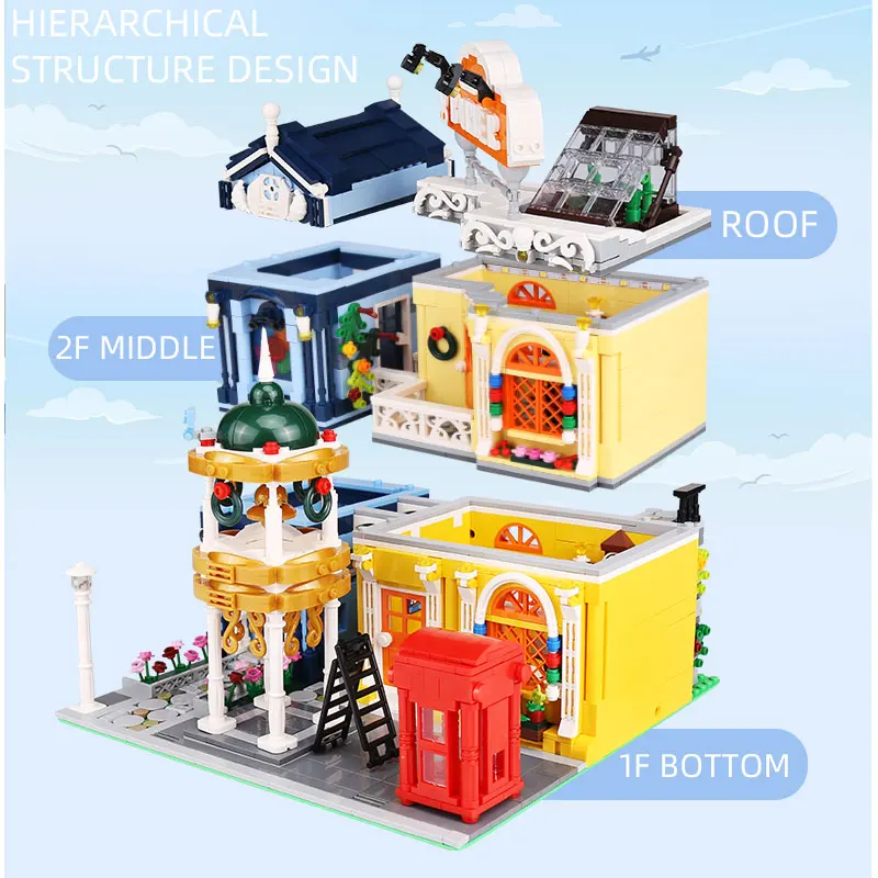 

Mould King 16031 Streetview The Barber Shop In Town Model With Led Light Assembly Bricks Kits Kids Toys Birthday Gifts