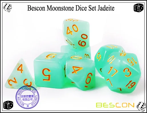 Bescon Набор кубиков из лунного камня, Bescon многогранные игральные кости для ролевых игр с эффектом лунного камня павлин синий, бирюзовый, фиолетовый жемчуг