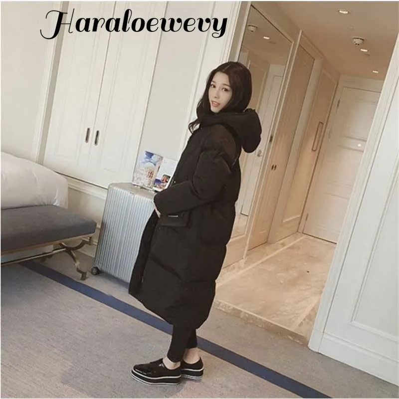 Женский пуховик 2019 зимняя женская куртка Модное Длинное пуховое пальто с