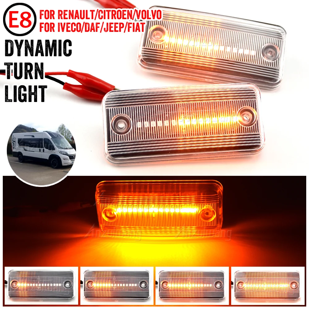 

2X Dynamic Flowing LED Side Marker Light For Iveco Fiat Ducato Citroen Relay Peugeot Boxer Renault VOLVO MAN
