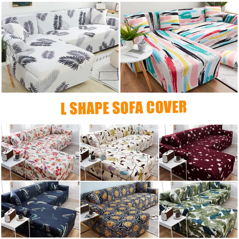 L shape need buy 2 pieces elastic corner sofa covers for living room printed cover slipcovers stretch couch | Дом и сад